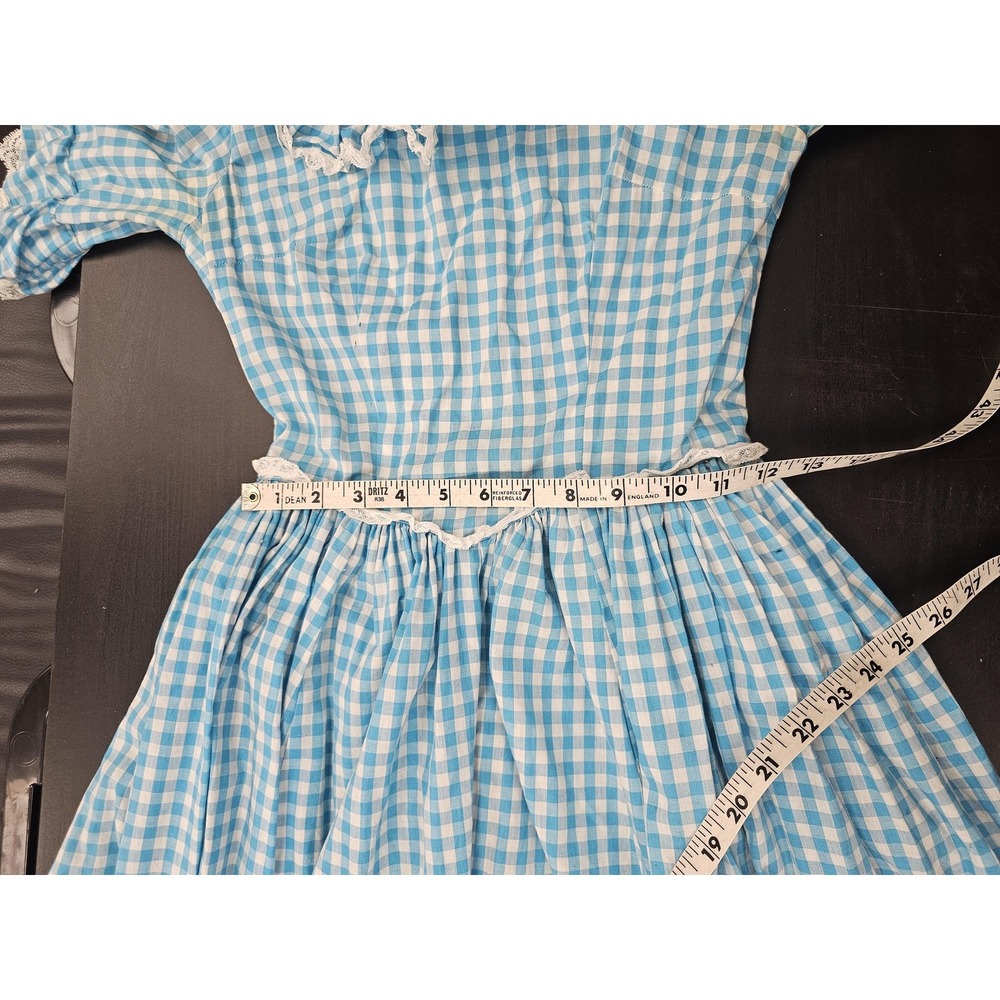 Vintage Cottagecore Gingham Blue Dress 60s / 70s Dorotyh Wizard of‎ Oz Style - Picture 4 of 13